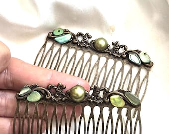 Art Deco Tortoise Lucite Hair Comb, Openwork Fan Top, Large 