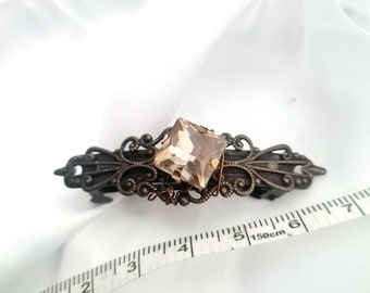Victorian Crystal Barrette: Antique Bronze Demi Tiara Hair  display picture 1