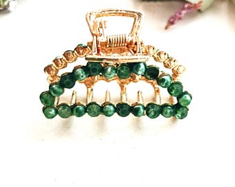 Medium size green crystal claw, handmade, Summer claw clip, sparkle, gift for her,high quality hair clamp, strong hair jaw