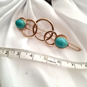Turquoise stone small minimalist barrette clip,handmade, blue gemstone clip,high quality smallhair clip,minimal hair slide