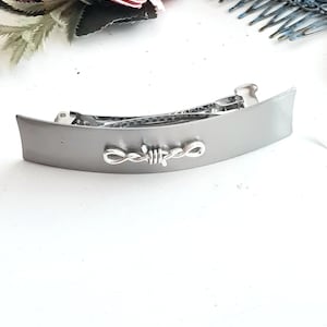 Large silver infinity barrette, handmade silver barrette, thick hair,minimalist barrette clip