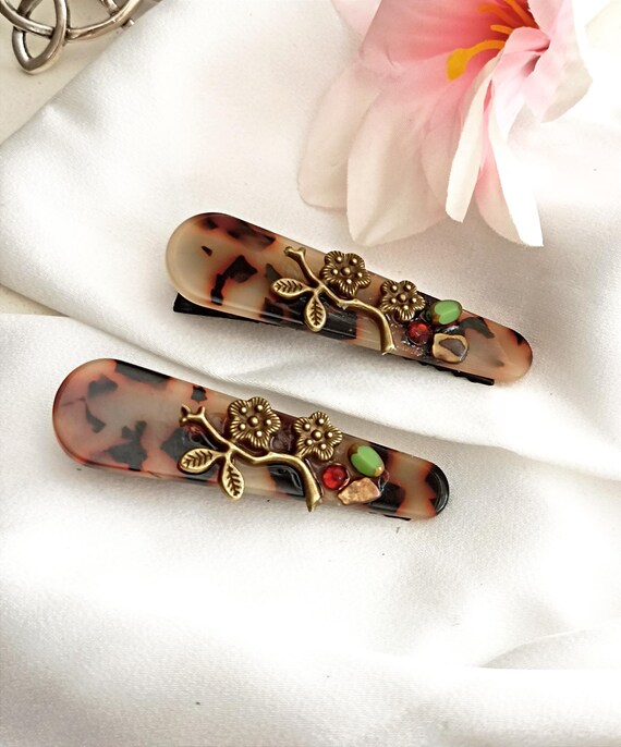 Tortoiseshell Hair Accessories Set Terrazzo Pattern Hair Clip Set, Tortoise Shell Hair Barrette  main image 4