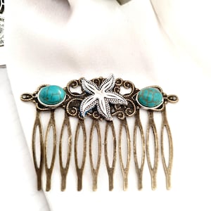 Vintage inspired antique bronze hair comb with green gemstones,natural stone,floral,handmade,wedding hair comb