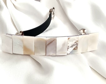 Mother of pearl barrette, bride,wedding, shell, handmade,natural stone,ivory white,large pearl barrette,white barrette clip