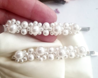 Pack of 2 mother of pearl bridal hair clip,wedding, bride,white pearl hair clip,handmade, pearl barrette clip,bridal pearl hair slide