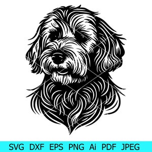 Golden Doodle svg, Honden svg, Dierlijk Silhouet, Dierlijke svg, Goldendoodle Clipart, Goldendoodle Hoofd svg, Huisdier gezicht png, Cricut Snijbestanden