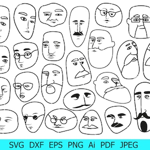 Mann Gesicht SVG, männliches Gesicht Png, männliches Gesicht SVG Bundle, Gesicht mit Brille / Schnurrbart SVG, Emotion Gesichter SVG, männliches Gesicht geschnitten Dateien, männliches Gesicht Cricut