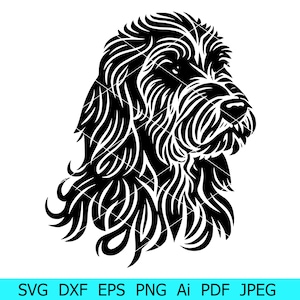 Golden Doodle svg, Cães svg, Silhueta de animal, Animal svg, Goldendoodle Clipart, Goldendoodle Head svg, Cara de animal de estimação png, Arquivos de corte Cricut