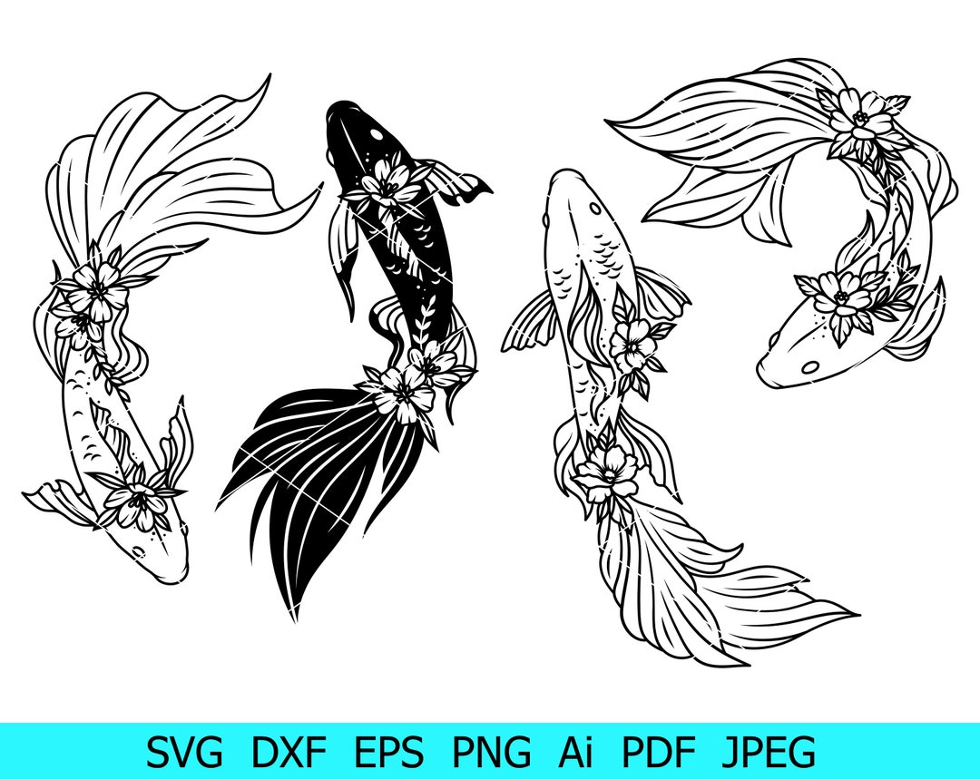 Fish Svg, Koi Fish Clipart, Fish Vector Bundle,japanese Fish Svg ...