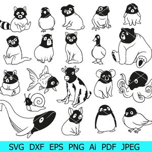 Tiere SVG, Tiere in Maske Png, Balaclava SVG, Niedliche Tiere SVG, Tiere schneiden Datei, Tier Clipart, Maske SVG