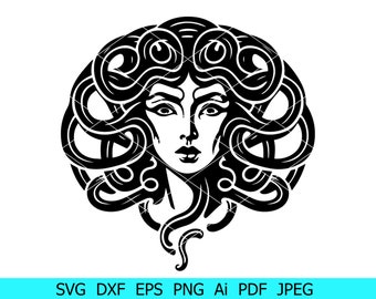 Medusa gorgon svg, Files For Cricut, Vector Cameo, Dxf Png Eps, Design Clip Art, Medusa Gorgon Silhouette, Medusa,  Woman Face with snakes