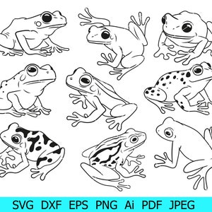 Svg Grenouille, Svg Animal, Ensemble Svg Grenouille, Grenouilles Cricut, Svg Silhouette Grenouille, Clipart Grenouilles, Vecteur De Grenouilles