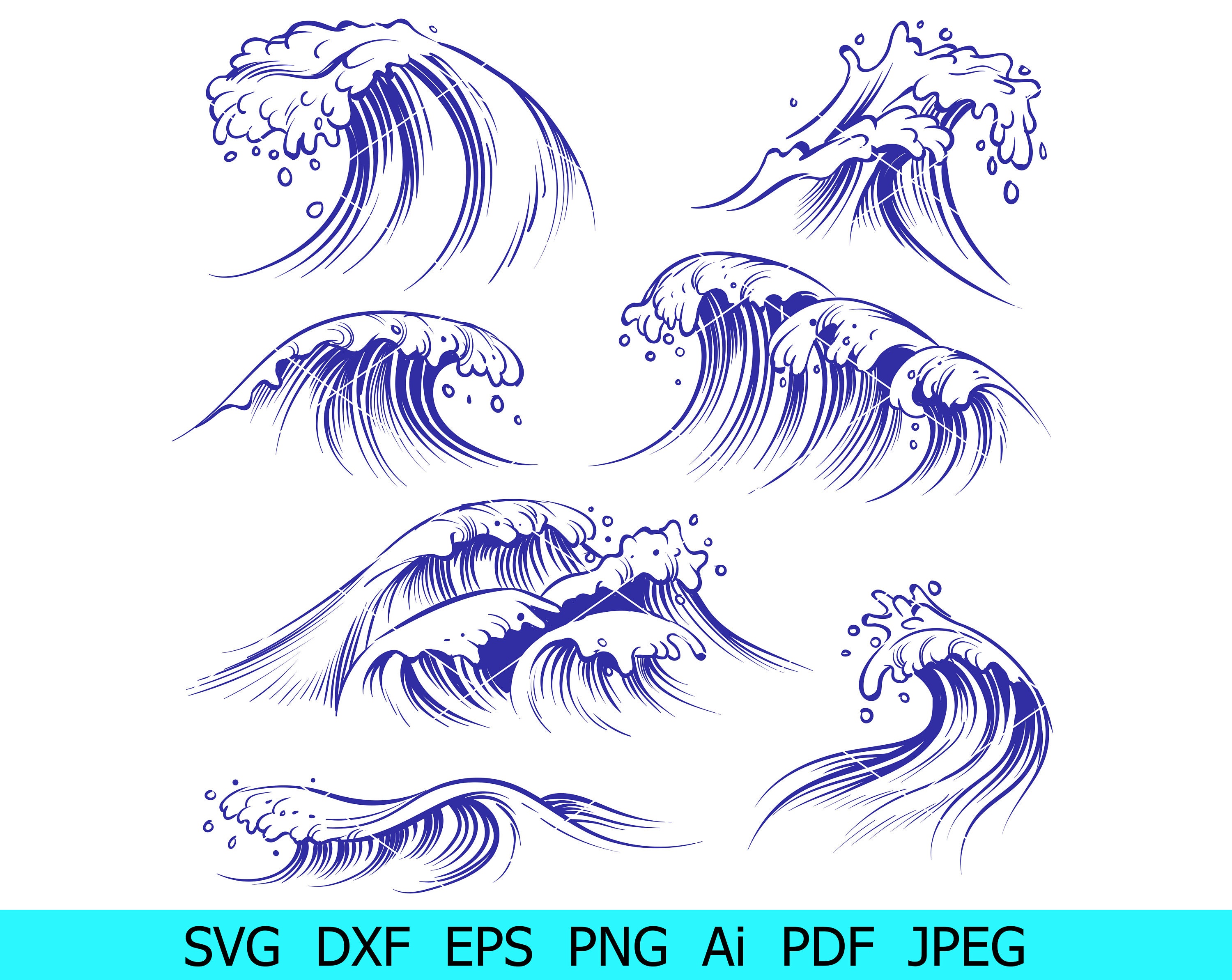 Wave Svg Bundle Ocean Waves Svg Cliparts Premium Svg | Images and ...