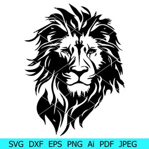 ライオン svg、ライオンの顔 svg、クリカット用ファイル、ライオン svg カット ファイル、ライオンの頭 svg、ライオン クリップアート、動物、カット ファイル用シルエット、ライオン svg デザイン