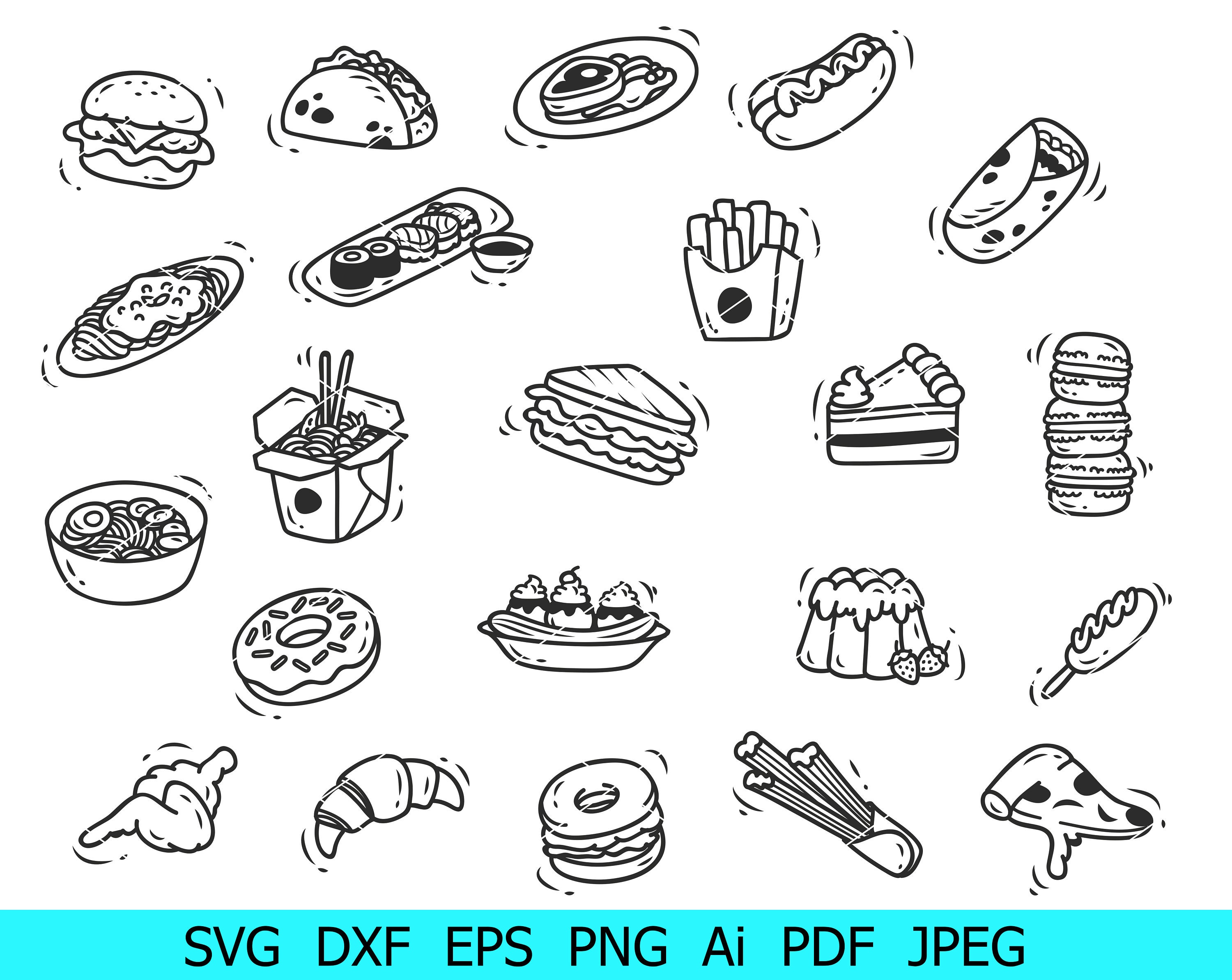 Fast Food Svg Street Food Svg Fast Food Clipart Burger Svg | Etsy