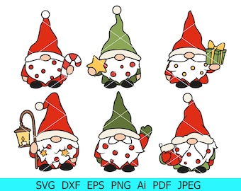 Dwarf Svg, Santa Svg, Christmas Gnome Png, Christmas Svg, Christmas Gnome Svg Bundle, Gnome Clipart, Holiday Santa Svg, Santa With Gift Svg