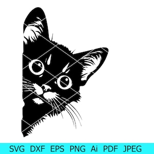 Cat svg, Peeking cat svg, Graceful kitty Svg, Animal Svg, Animaux svg, Cute Cat SVG, Halloween, Kitten svg, Cat svg fichiers pour silhouette Cameo
