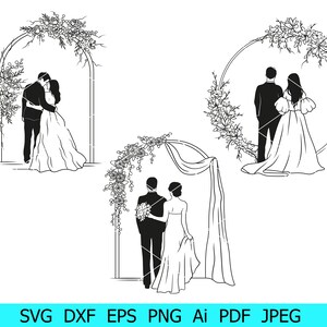 Newlyweds Svg, Wedding Arch Svg, Love Svg, Wedding Clipart, Wedding Silhouettes, Bride and Groom Svg, Husband Wife Png, Mr And Mrs Svg