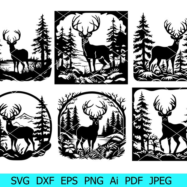 Deer Svg,Reindeer Svg,Deer Bundle Png,Nature Svg,Forest Clip Art,Animals Svg,Deer Silhouette ,Deer Clip Art, Deer Vector, Deer and Mountains