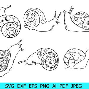 Escargot Svg, ensemble Svg escargot, clipart escargot, Silhouette Svg escargot, escargot Cricut, escargot de l'espace Png, étoiles Svg, constellations Png