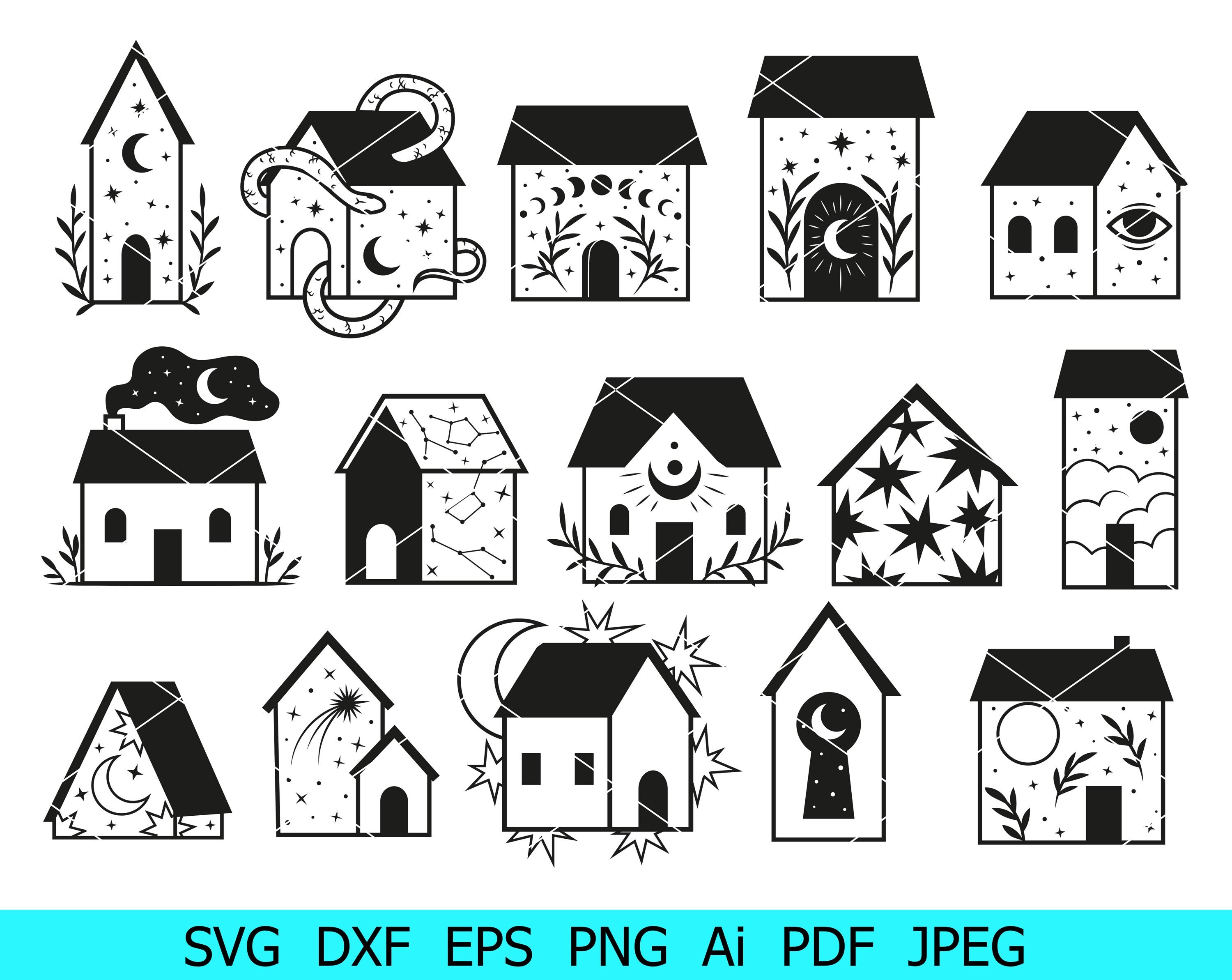 House Svg, Mystical Houses Svg, House Svg Bundle, House Outline Png ...