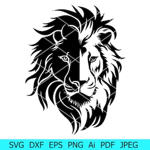 Leão svg, rosto de leão svg, arquivo para cricut, arquivo de corte svg de leão, cabeça de leão svg, clipart de leão, animal, silhueta para arquivo de corte, designs svg de leão