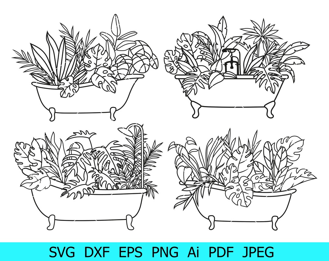 Flower Bathtub Svg Bundle, Bath With Flowers Png, Bath Svg, Flowers Png ...