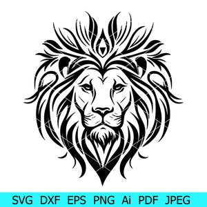 Leão svg, rosto de leão svg, arquivo para cricut, arquivo de corte svg de leão, cabeça de leão svg, clipart de leão, animal, silhueta para arquivo de corte, designs svg de leão