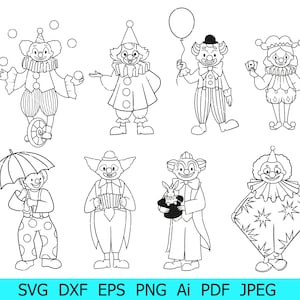 Payaso Svg, Payasos Clipart, Circo Png, Payaso Clipart, Payaso de Circo Svg, Payaso Feliz Svg, Payasos Divertidos Svg, Archivos de Corte de Payaso, Paquete Svg Payaso