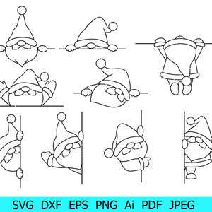 Espiando o Papai Noel Svg, Pacote Claus Svg, Natal Png, Cute Santa Png, Papai Noel com um Presente/ Guirlanda Svg, Clipart de Natal, Arquivos de Corte de Natal