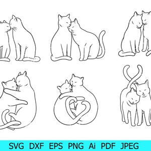 Amor de gato Svg, Gatos Png, Silueta de gato de San Valentín Svg, Gatito Svg, Animal Png, Gatos de amor Cricut, Mascota Svg, Gatos lindos Svg, Svg romántico