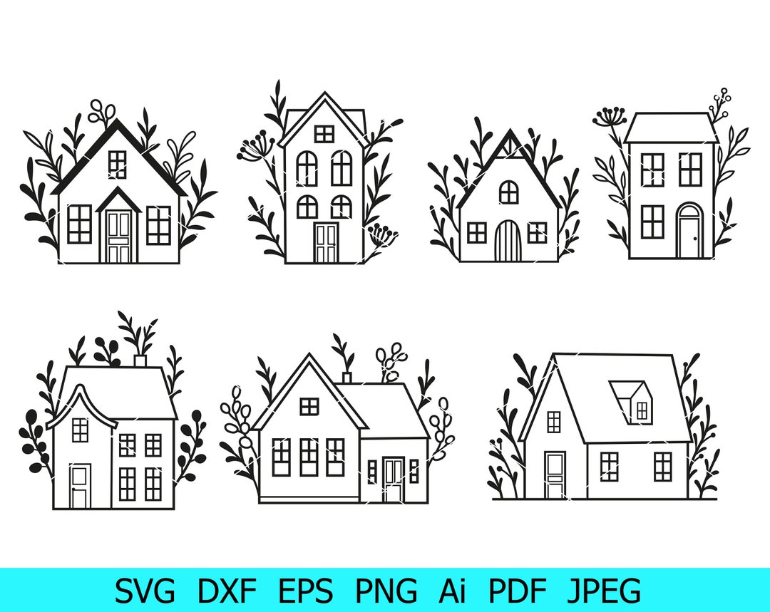 Spring House Svg House Svg, Spring Houses Svg, House Svg Bundle, House Outline Png ...