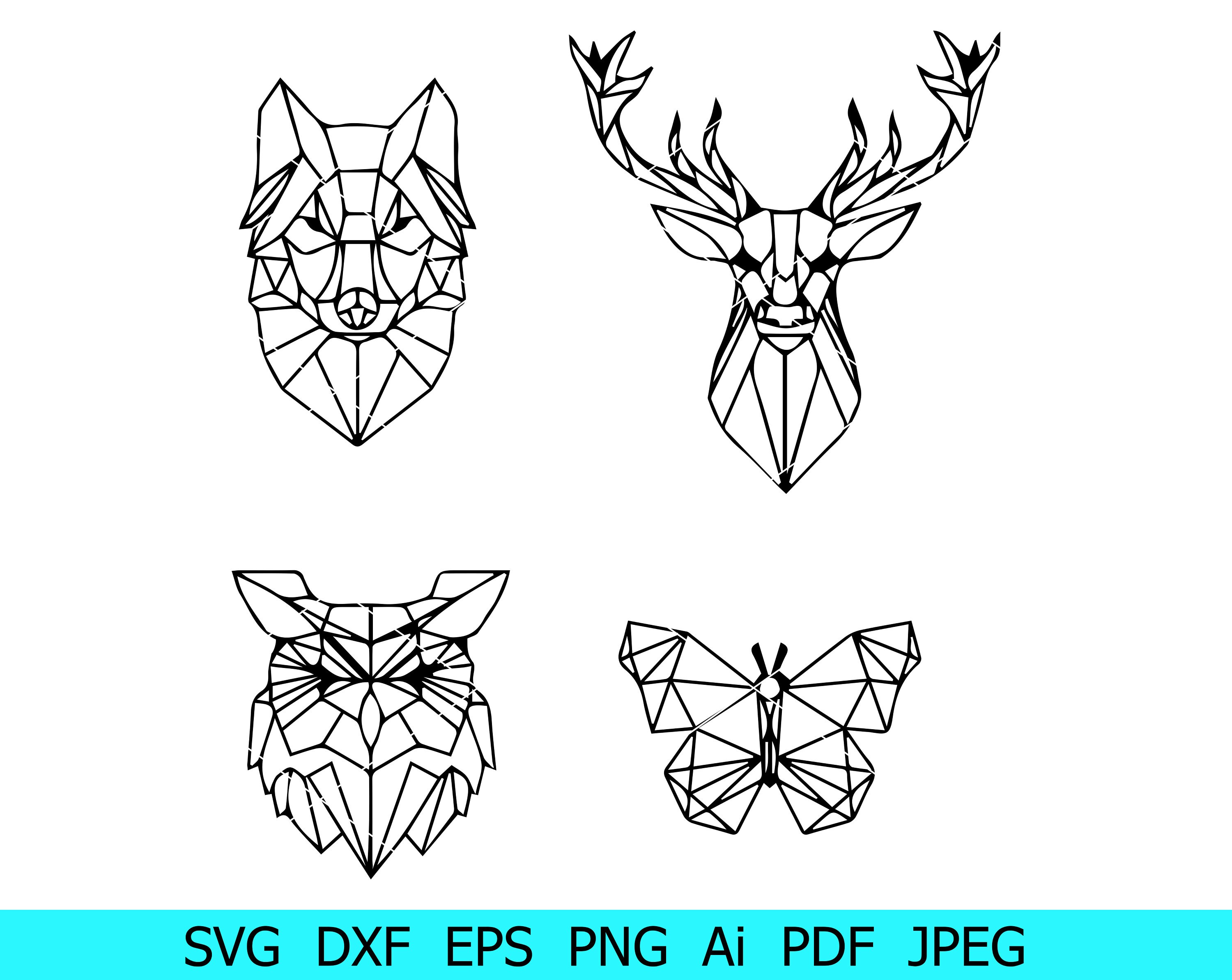Geometric Animals Svg Geometric Owl Svg Geometric Deer Etsy