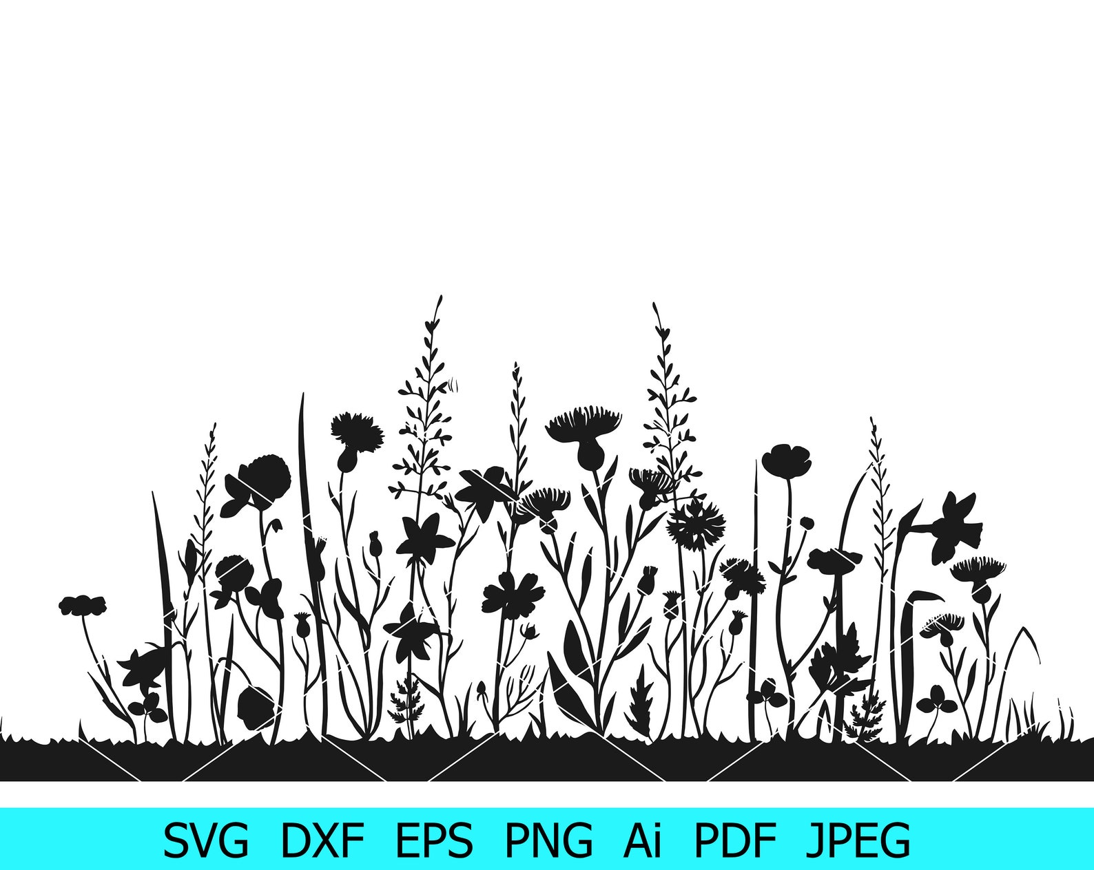 Flower SVG Files Field Flowers Svg Wildflowers Svg Flower - Etsy