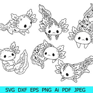 Axolotl SVG, Axolotl Png, Axolotl mit Blumen SVG, Süßes Baby Axolotl SVG, Axolotl Clipart, Axolotl SVG Bundle, Space Axolotl Cricut