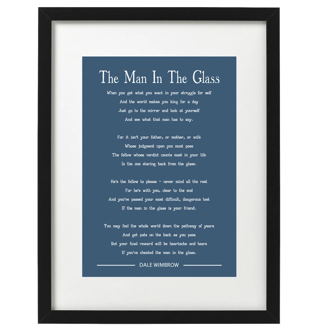 Dale Wimbrow the Man in the Glass Poem Art Print Etsy