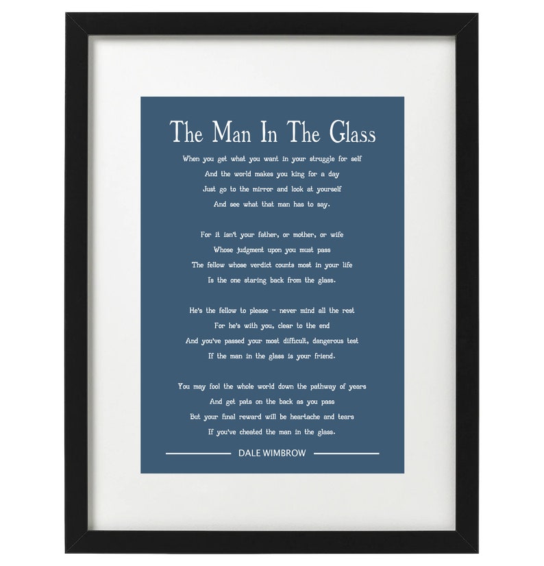Dale Wimbrow the Man in the Glass Poem Art Print Etsy
