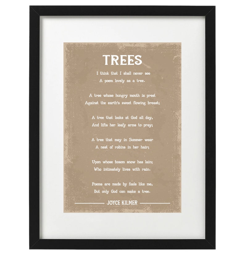 Joyce Kilmer Trees Poem Art Print Etsy