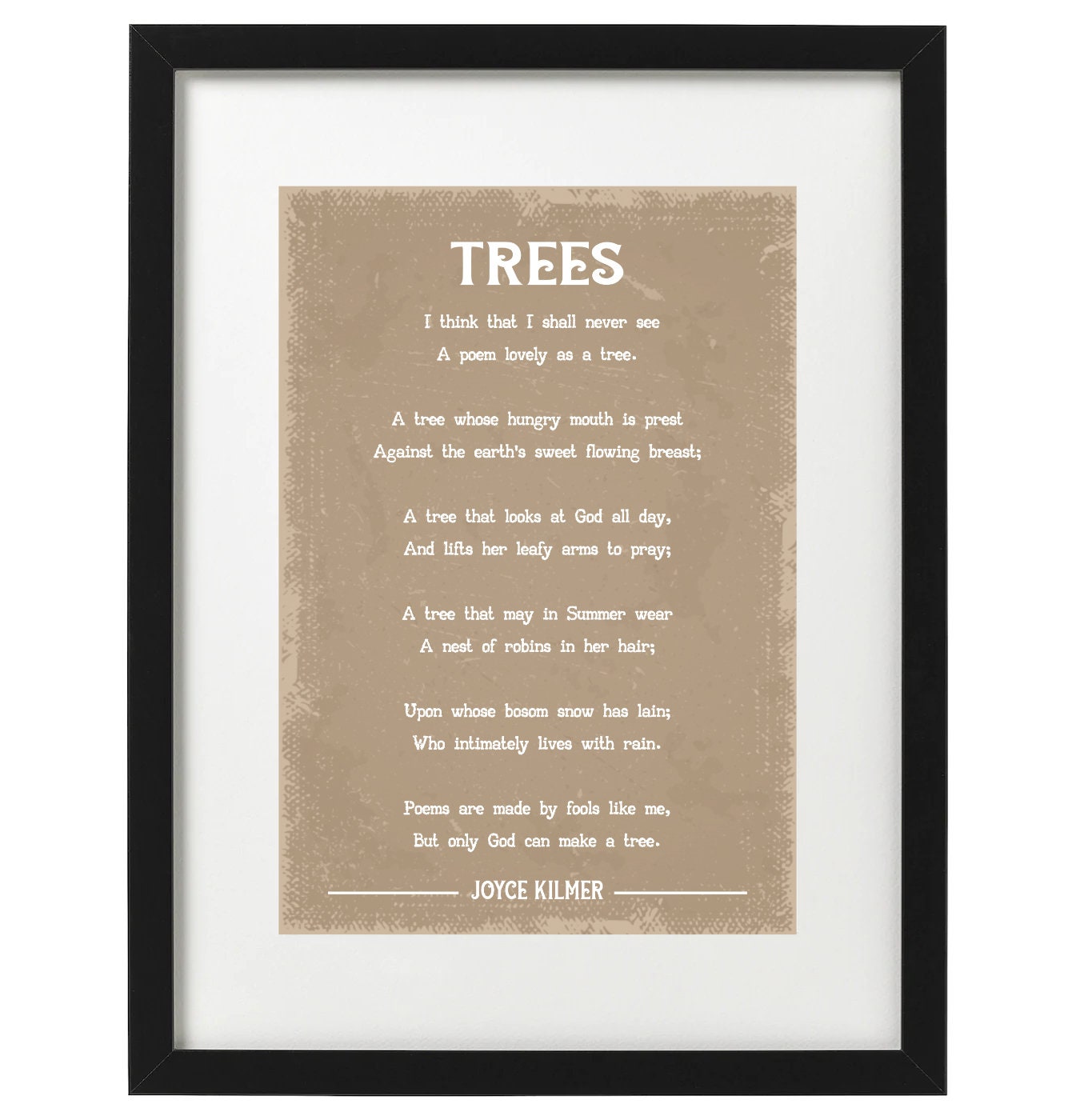 Joyce Kilmer Trees Poem Art Print Etsy UK