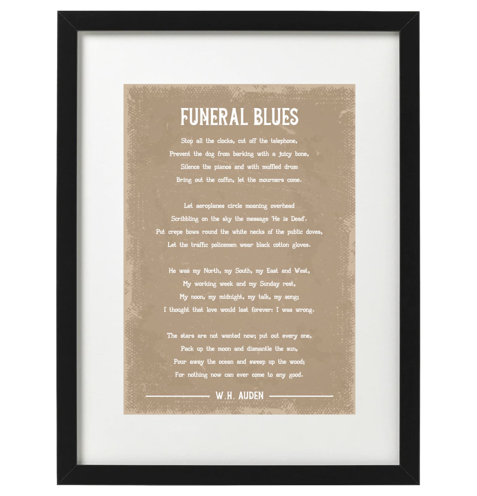 W.H. Auden Funeral Blues Poem Art Print Etsy UK W.H. Auden Funeral Blues Poem Art Print Etsy UK