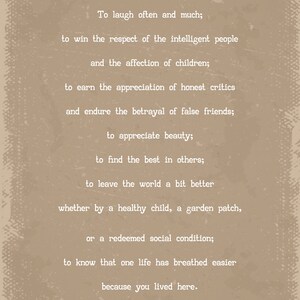 Ralph Waldo Emerson Success Poem Art Print - Etsy
