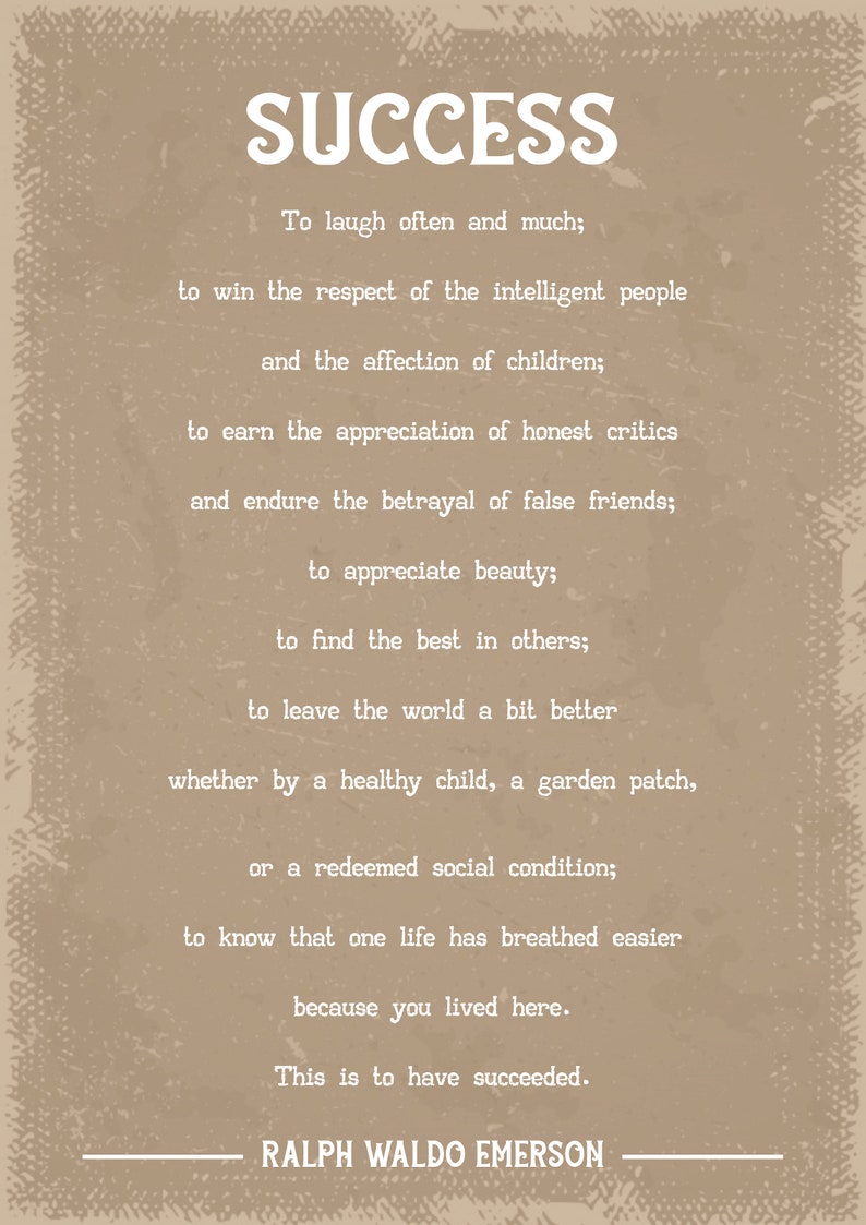 Ralph Waldo Emerson Success Poem Art Print - Etsy UK