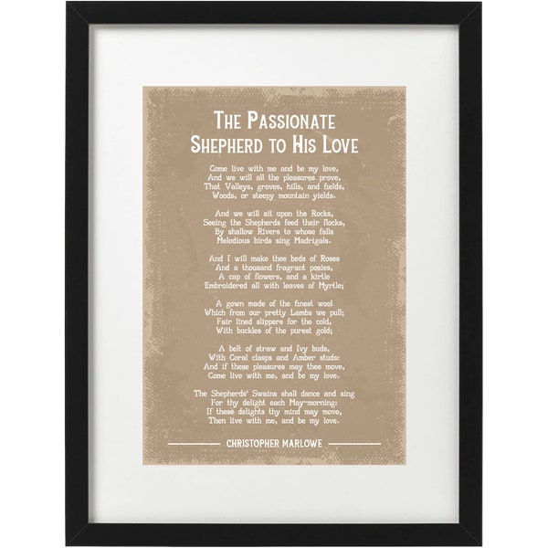 Christopher Marlowe The Passionate Shepherd to His Love poem art print