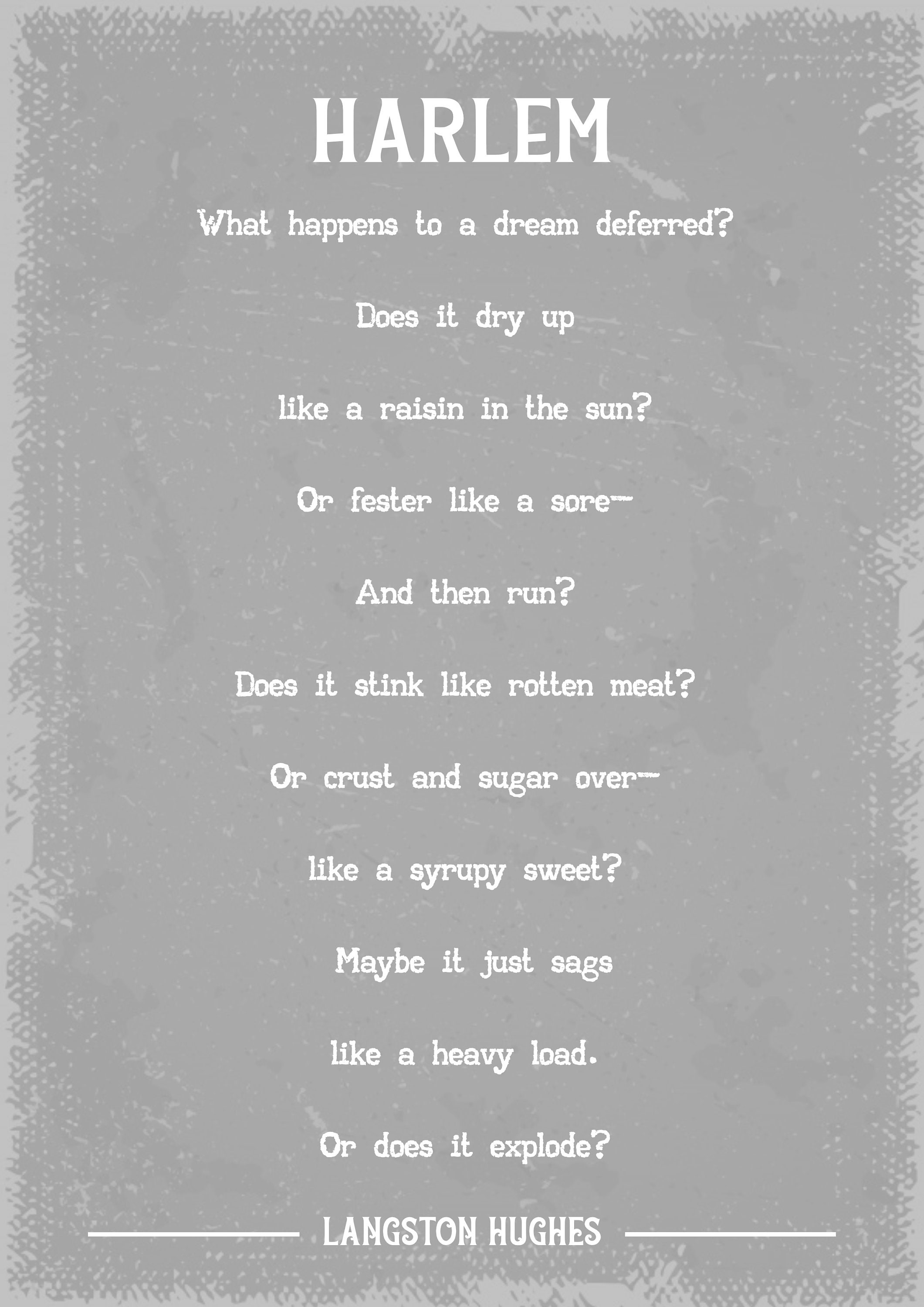 Langston Hughes Harlem Poem Art Print Etsy UK