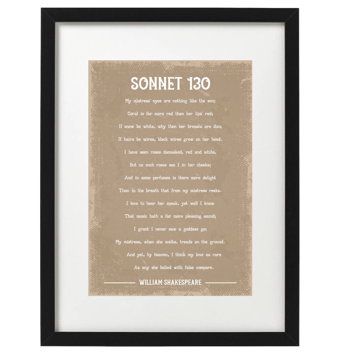 Sonnet 130 William Shakespeare William Shakespeare Sonnet 130 Art Print - Etsy
