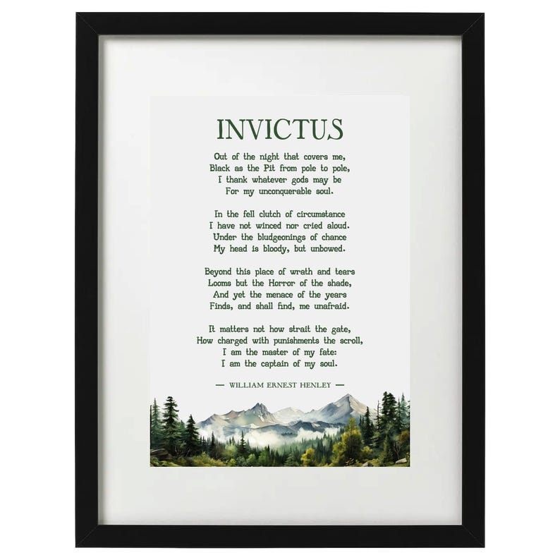 William Ernest Henley Invictus Poem Art Print - Etsy