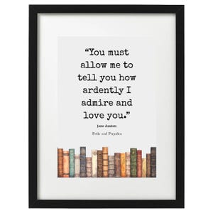 Jane Austen Pride and prejudice quote art print