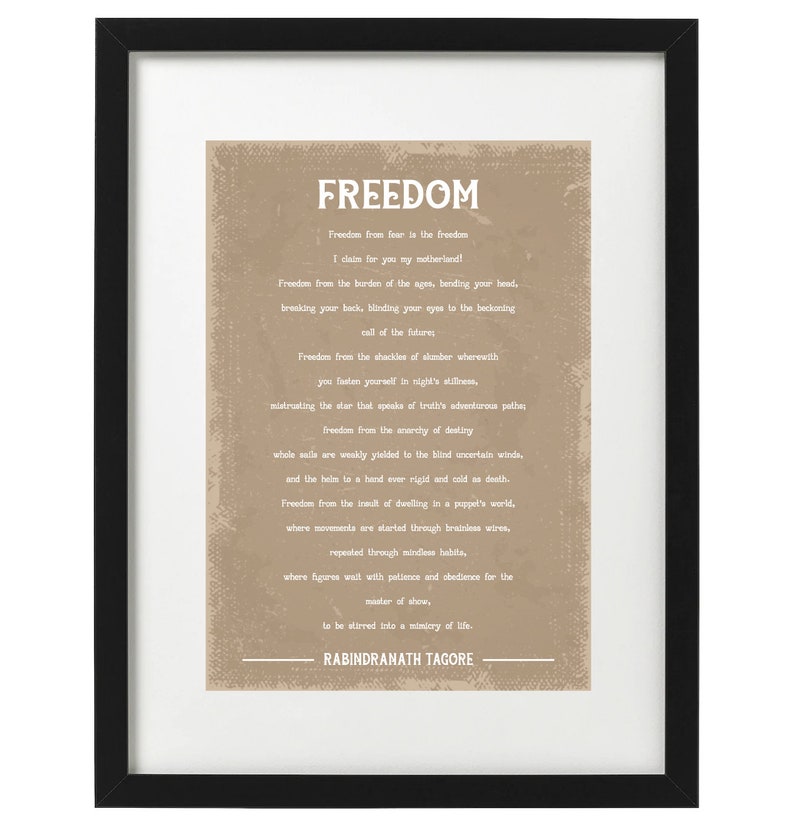Rabindranath Tagore Freedom poem art print image 1