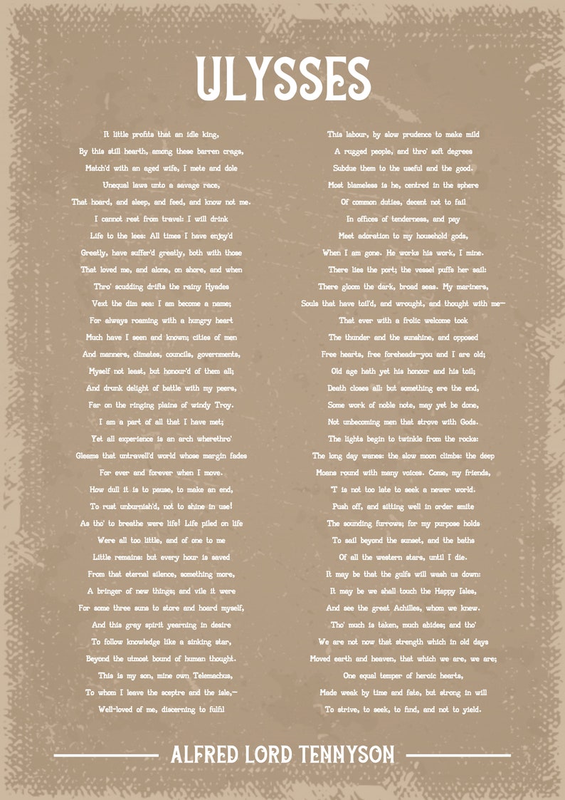 Alfred Lord Tennyson Ulysses Poem Art Print - Etsy UK