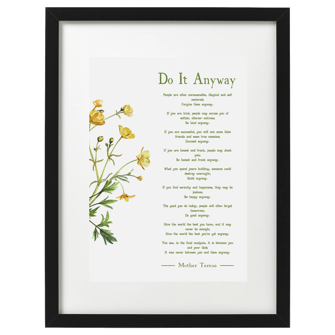 Mother Teresa Do It Anyway Poem Art Print Etsy Mother teresa do it anyway poem art print etsy